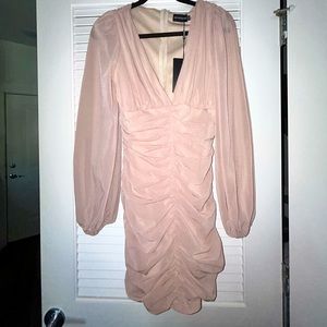 DUSTY PINK LONG SLEEVE DRESS // PRETTY LITTLE THING